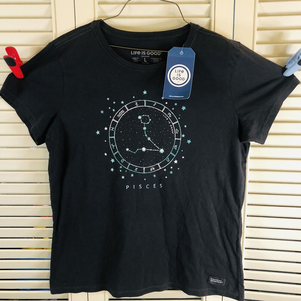 Men's Zodiac Constellation Pisces Crusher Tee New
